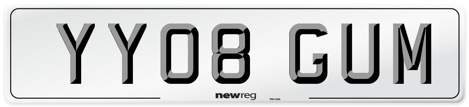 YY08 GUM Number Plate from New Reg